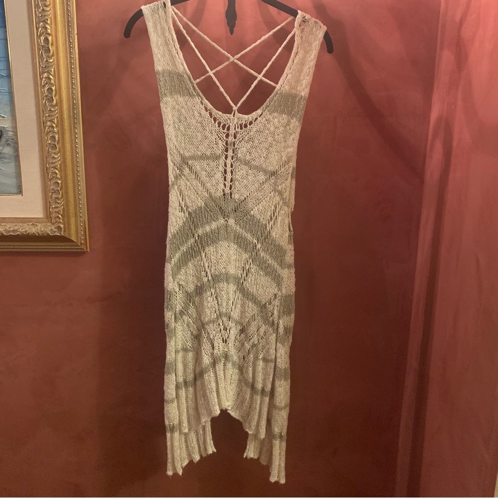 Free People Knit/Crochet Duster/Coverup with Lace-Up Open Back
